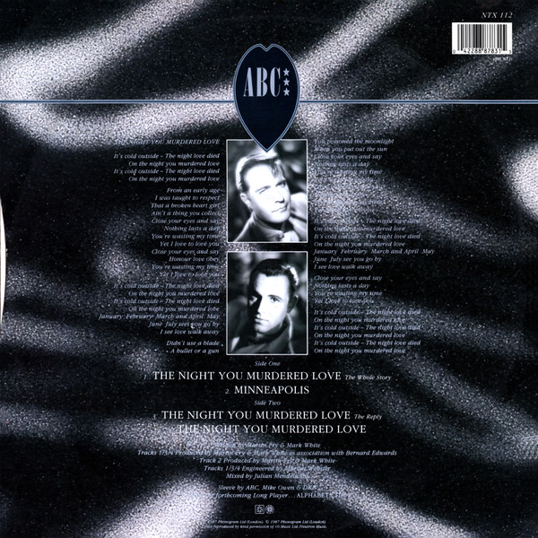 ABC Featuring Contessa Lady V - The Night You Murdered Love | Neutron Records (NTX 112) - 2 ABC Featuring Contessa Lady V - The Night You Murdered Love | Neutron Records (NTX 112) - 2