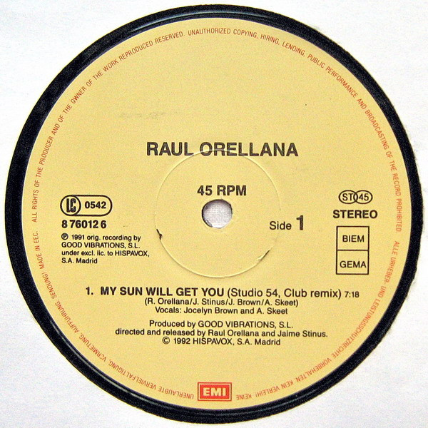 Raúl Orellana - My Sun Will Get You | EMI (8 76012 6) - 3