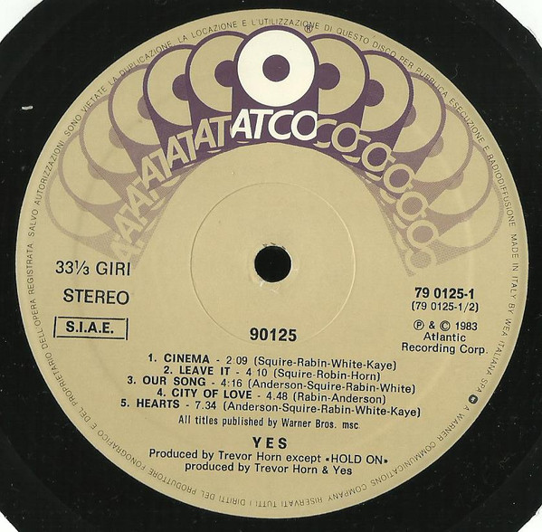 Yes - 90125 | ATCO Records (79 0125-1) - 4 Yes - 90125 | ATCO Records (79 0125-1) - 4