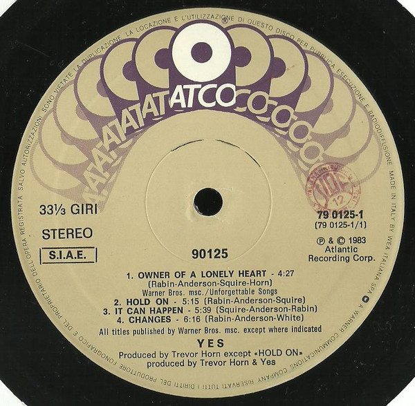 Yes - 90125 | ATCO Records (79 0125-1) - 3 Yes - 90125 | ATCO Records (79 0125-1) - 3
