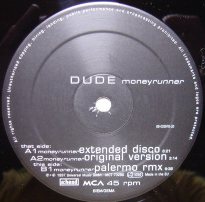 Dude - Moneyrunner | MCA Records (MCT 70290) - 3