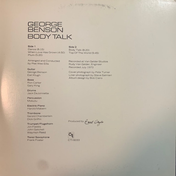 George Benson - Body Talk | CTI Records (CTI 6033) - 3 George Benson - Body Talk | CTI Records (CTI 6033) - 3