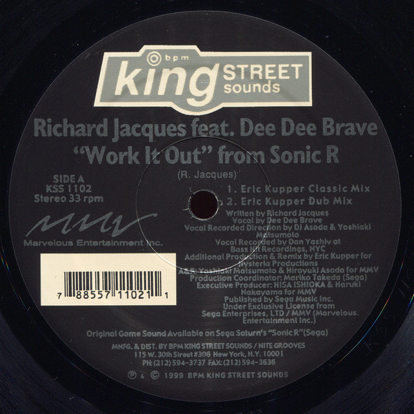 Richard Jacques Feat. Dee Dee Brave - Work It Out From "Sonic R" | BPM King Street Sounds (KSS 1102) - 3