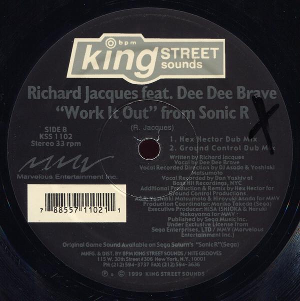 Richard Jacques Feat. Dee Dee Brave - Work It Out From "Sonic R" | BPM King Street Sounds (KSS 1102) - 4