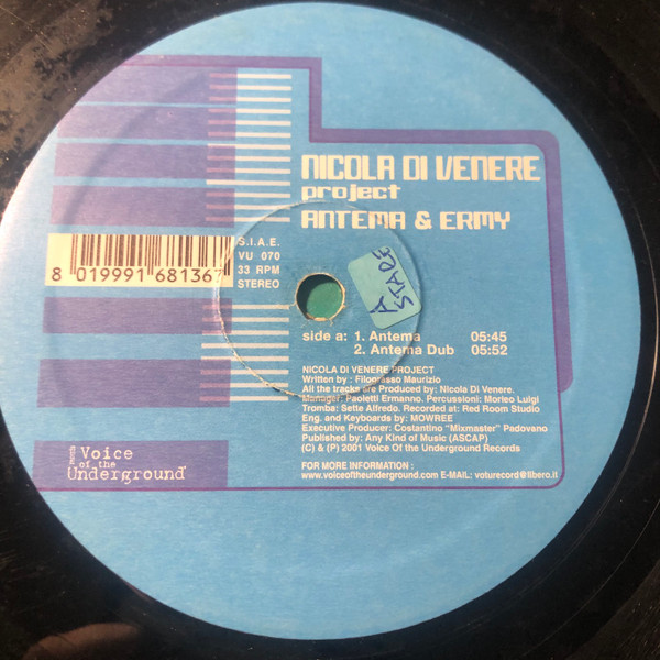 Nicola Di Venere - Antema & Ermy | V.O.T.U. Records (Voice Of The Underground Records) (VU 070) - 3 Nicola Di Venere - Antema & Ermy | V.O.T.U. Records (Voice Of The Underground Records) (VU 070) - 3