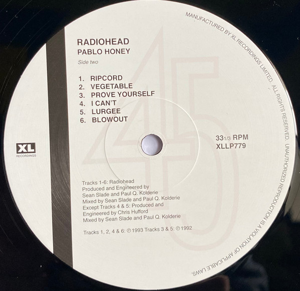 Radiohead - Pablo Honey | XL Recordings (XLLP779) - 4 Radiohead - Pablo Honey | XL Recordings (XLLP779) - 4
