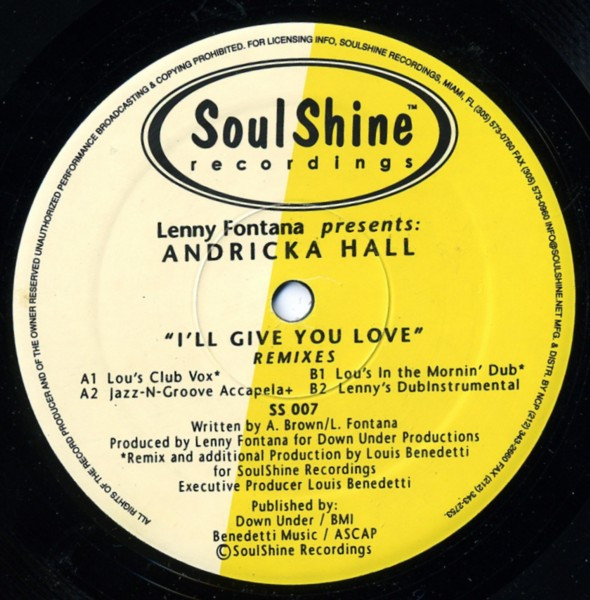 Lenny Fontana  &  Andricka Hall - I'll Give You Love (Remixes) | SoulShine Recordings (SS 007) - main