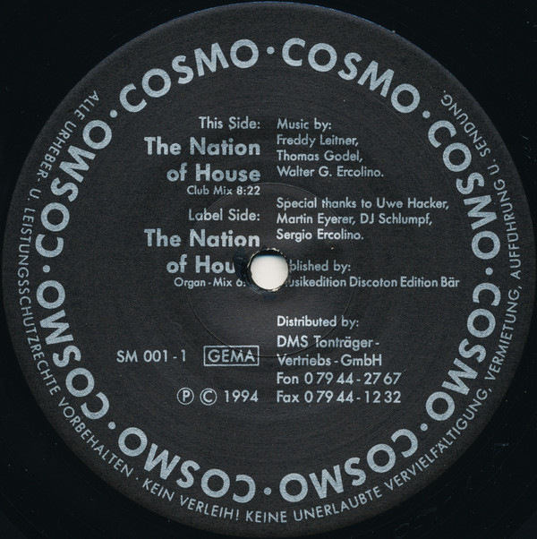 Cosmo - The Nation Of House | Sodom Music (SM 001-1) - 2