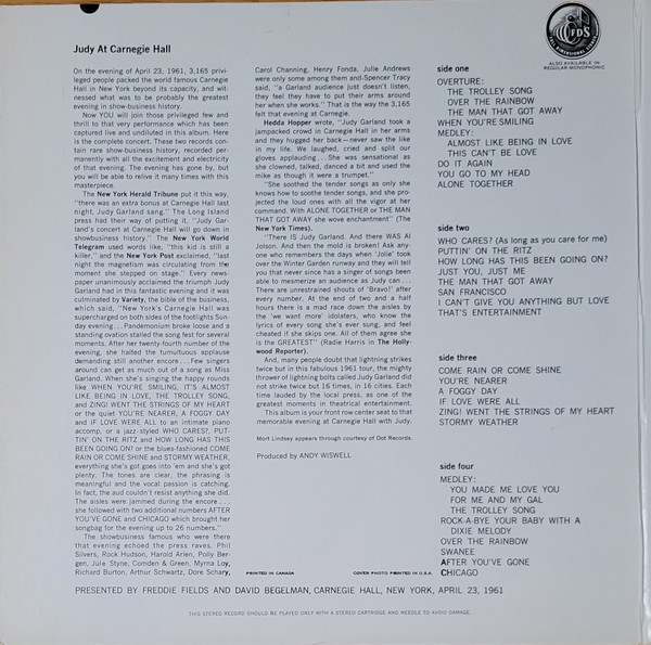 Judy Garland - Judy At Carnegie Hall - Judy In Person | Capitol Records (SWBO 1569) - 2 Judy Garland - Judy At Carnegie Hall - Judy In Person | Capitol Records (SWBO 1569) - 2