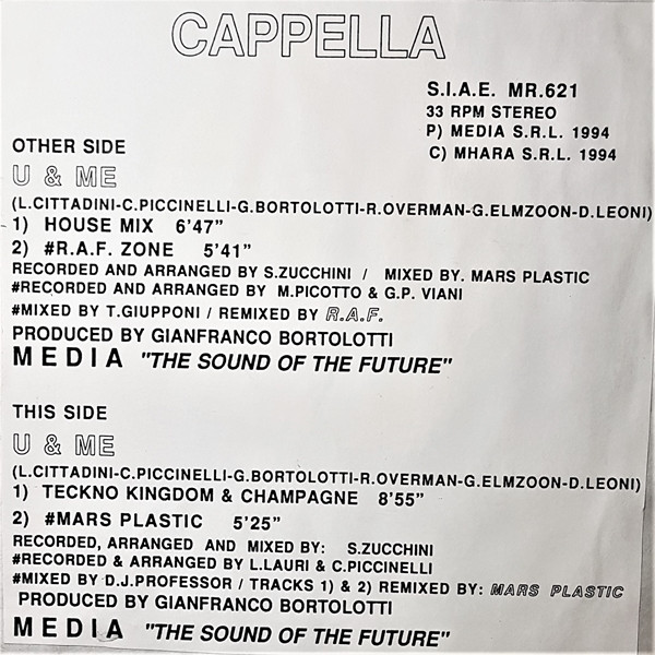 Cappella - U & Me | Media Records (MR 621)