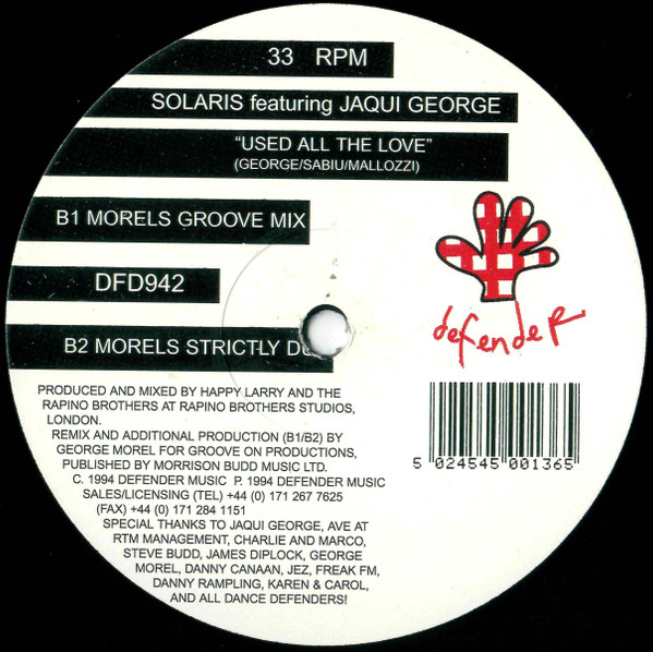 Solaris Featuring Jacqui George - Used All The Love | Defender Music (DFD942) - 2