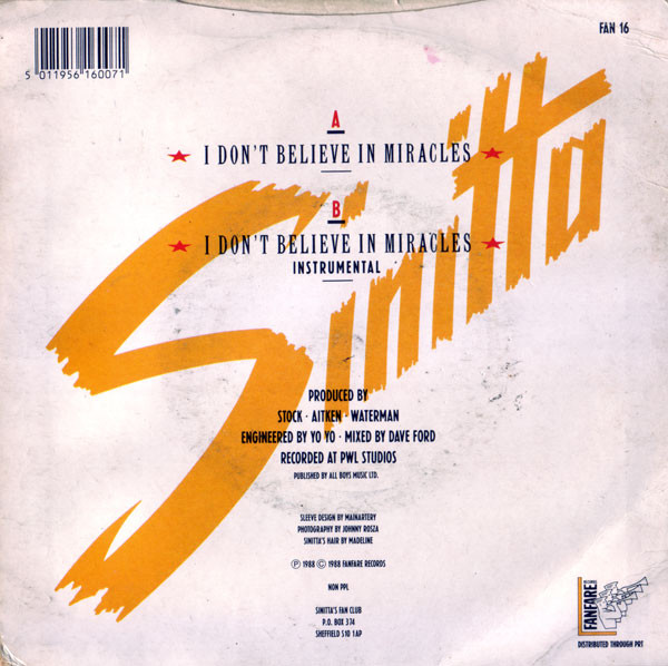 Sinitta - I Don't Believe In Miracles | Fanfare Records (FAN 16) - 2 Sinitta - I Don't Believe In Miracles | Fanfare Records (FAN 16) - 2
