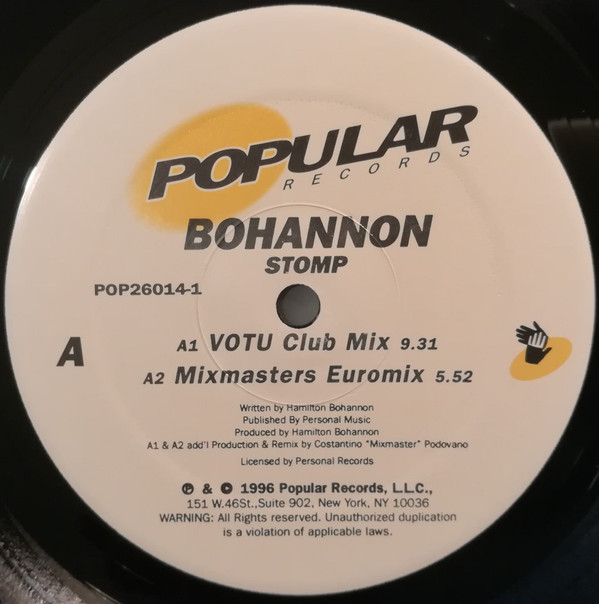 Bohannon - Stomp | Popular Records (POP26014-1) - main Bohannon - Stomp | Popular Records (POP26014-1) - main