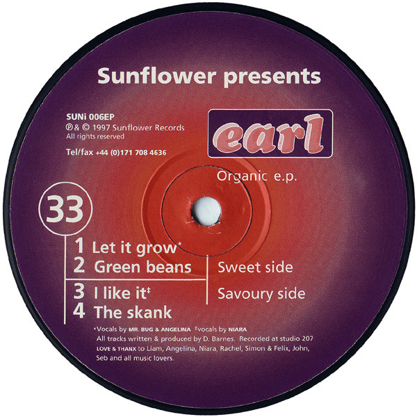 Earl - Organic EP | Sunflower Records (SUNI 006EP) - main Earl - Organic EP | Sunflower Records (SUNI 006EP) - main