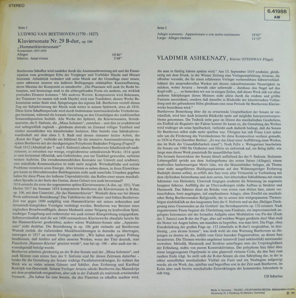 Klaviersonate Nr. 29 B-Dur - Hammerklaviersonate