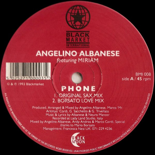 Angelino Albanese Featuring Miriam - Phone | Black Market International (BMI 008)