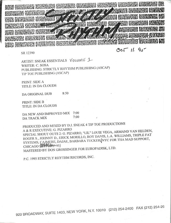 DJ Sneak - Sneak Essentials Volume 1 | Strictly Rhythm (SR 12390) - 3 DJ Sneak - Sneak Essentials Volume 1 | Strictly Rhythm (SR 12390) - 3