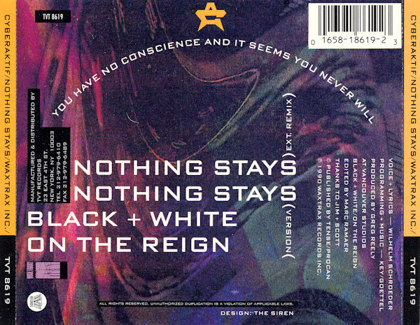 Cyberaktif - Nothing Stays | TVT Records (TVT 8619) - 2