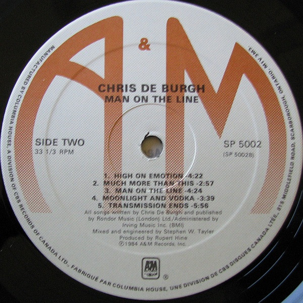 Chris de Burgh - Man On The Line | A&M Records (SP 5002) - 4 Chris de Burgh - Man On The Line | A&M Records (SP 5002) - 4