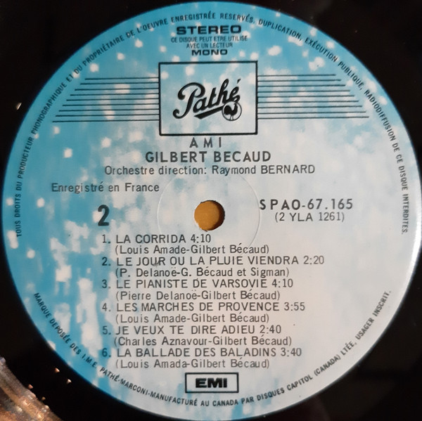 Gilbert Bécaud - Ami | Pathé (SPAO-67. 165) - 4 Gilbert Bécaud - Ami | Pathé (SPAO-67. 165) - 4