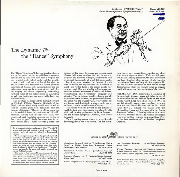 Beethoven , Monteux , London Symphony Orchestra - Symphony No. 7 | RCA Victrola (VICS-1061) - 2