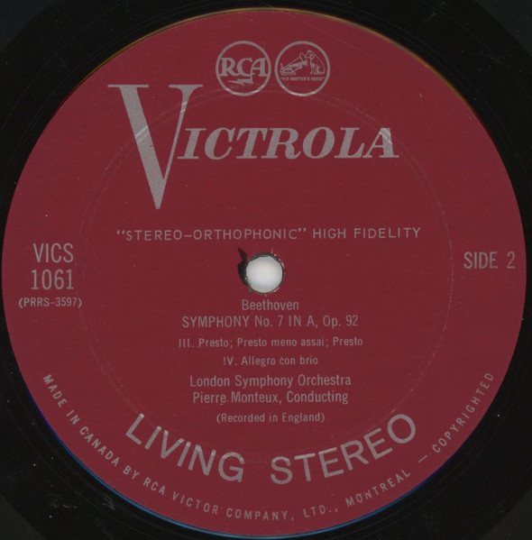 Beethoven , Monteux , London Symphony Orchestra - Symphony No. 7 | RCA Victrola (VICS-1061) - 4