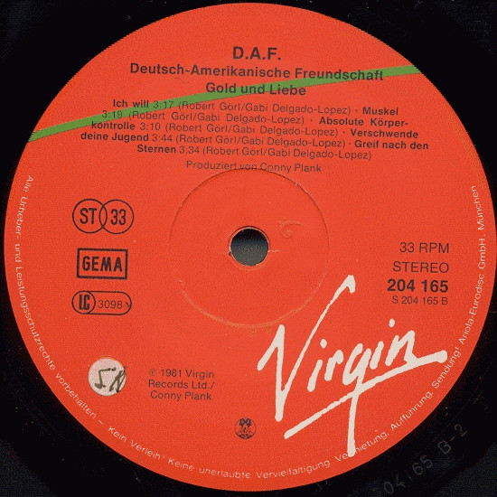 Deutsch Amerikanische Freundschaft - Gold Und Liebe | Virgin (204 165) - 4 Deutsch Amerikanische Freundschaft - Gold Und Liebe | Virgin (204 165) - 4