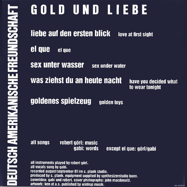 Deutsch Amerikanische Freundschaft - Gold Und Liebe | Virgin (204 165) - 5 Deutsch Amerikanische Freundschaft - Gold Und Liebe | Virgin (204 165) - 5