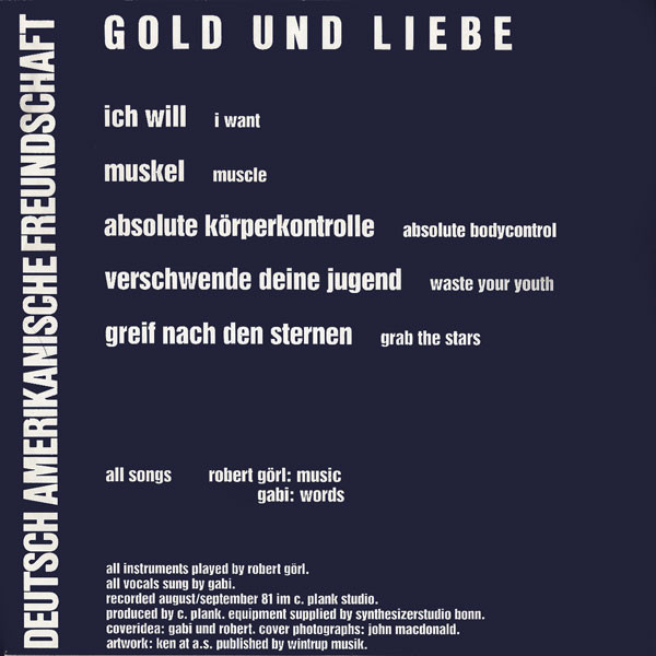 Deutsch Amerikanische Freundschaft - Gold Und Liebe | Virgin (204 165) - 6 Deutsch Amerikanische Freundschaft - Gold Und Liebe | Virgin (204 165) - 6