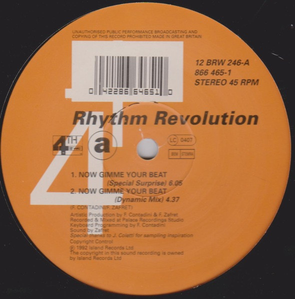 Rhythm Revolution - Now Gimme Your Beat | 4th & Broadway (12 BRW 246) - 2