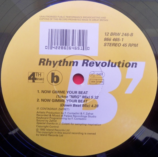 Rhythm Revolution - Now Gimme Your Beat | 4th & Broadway (12 BRW 246) - 3