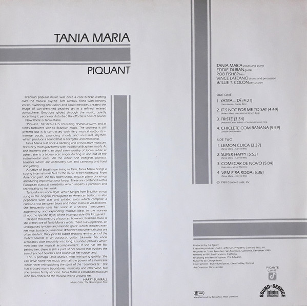 Tania Maria - Piquant | Concord Jazz Picante (CJP-151) - 2 Tania Maria - Piquant | Concord Jazz Picante (CJP-151) - 2