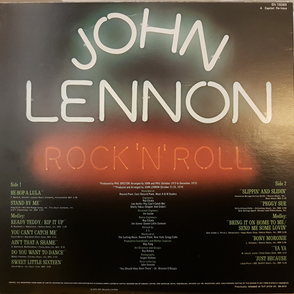 John Lennon - Rock 'N' Roll | Capitol Records (SN 16069) - 4 John Lennon - Rock 'N' Roll | Capitol Records (SN 16069) - 4