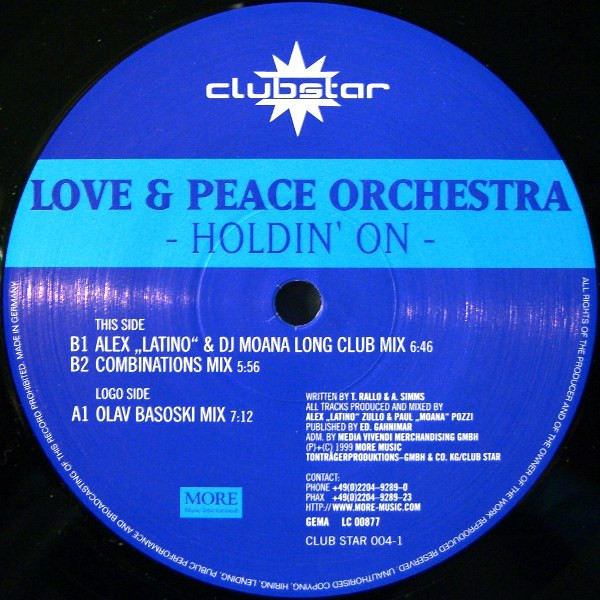 Love & Peace Orchestra - Holdin' On | Clubstar (CLUBSTAR 004-1)
