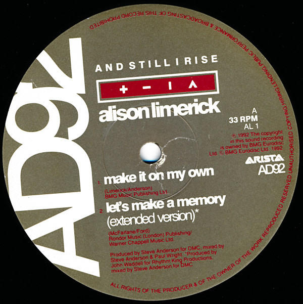 Alison Limerick - Extracts Taken From The Forthcoming Album And Still I Rise | Arista (AL1) - 3