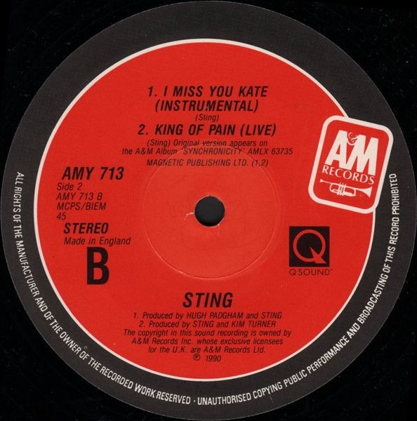 Sting - All This Time | A&M Records (AMY 713) - 4