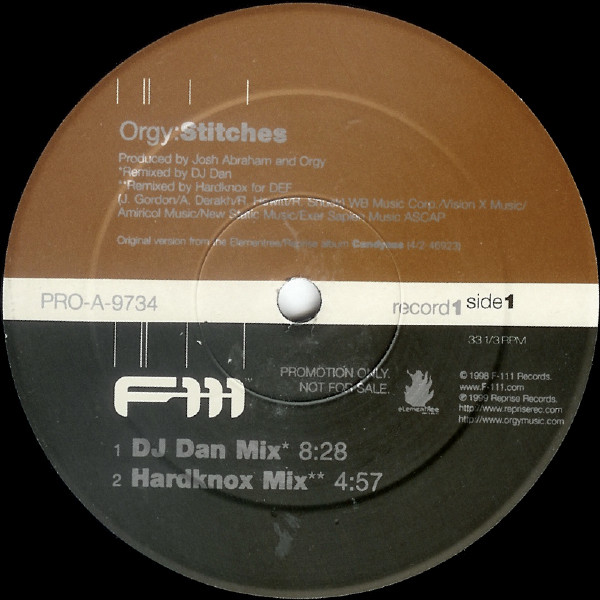 Orgy - Stitches | F-111 Records (PRO-A-9734) - main
