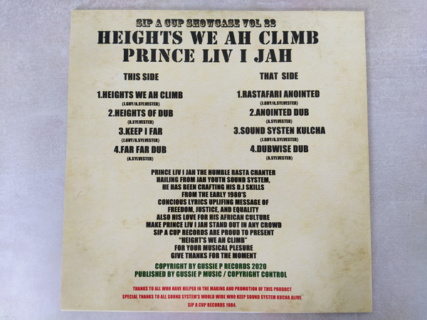 Prince Livijah - Heights We Ah Climb (Sip A Cup Showcase Vol. 22) | Sip A Cup Records (GPLP322) - 2