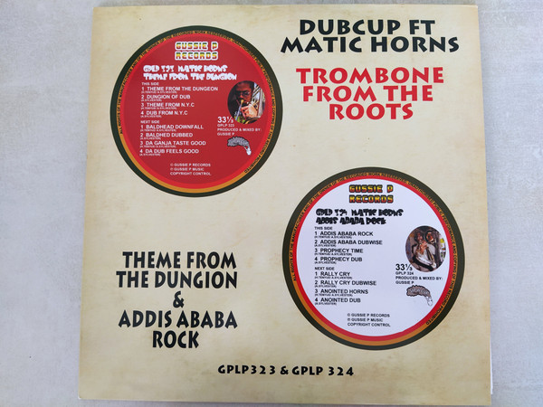 Dubcup Ft Matic Horns - Trombone From The Roots / Theme From The Dungion & Addis Ababa Rock | Sip A Cup Records (GPLP323 & GPLP324) - main