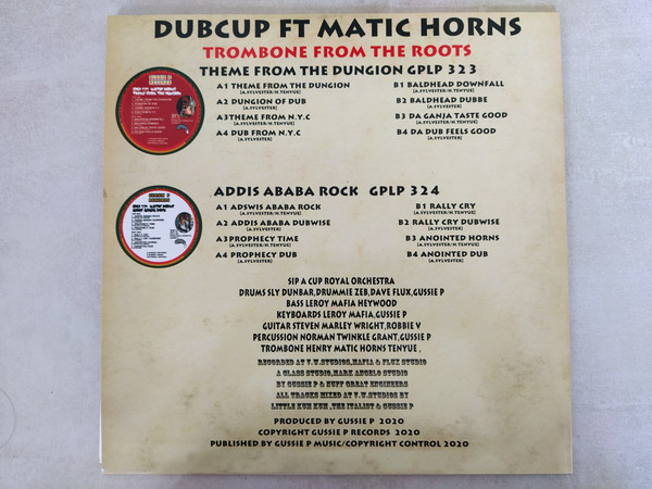 Dubcup Ft Matic Horns - Trombone From The Roots / Theme From The Dungion & Addis Ababa Rock | Sip A Cup Records (GPLP323 & GPLP324) - 2