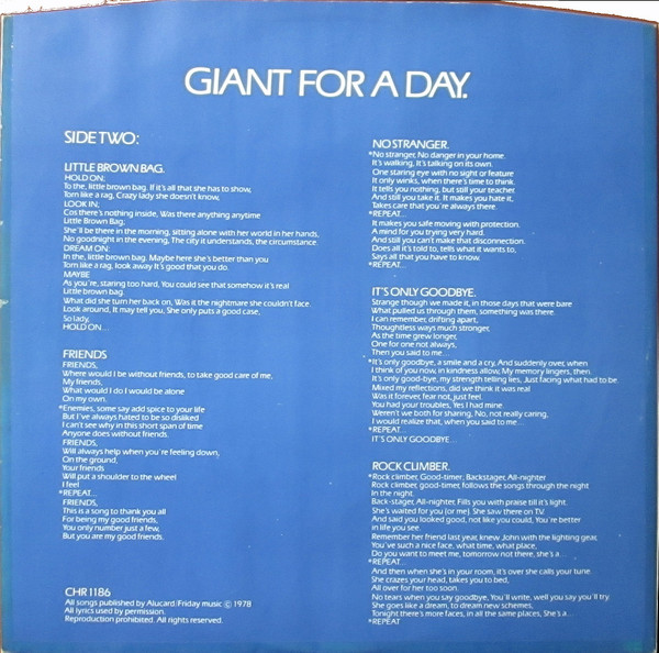 Gentle Giant - Giant For A Day | Chrysalis (CHR 1186) - 6