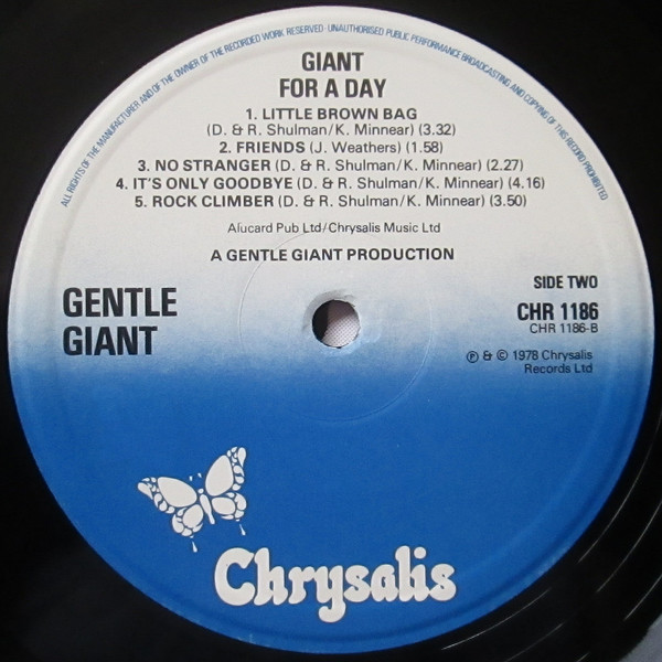 Gentle Giant - Giant For A Day | Chrysalis (CHR 1186) - 4