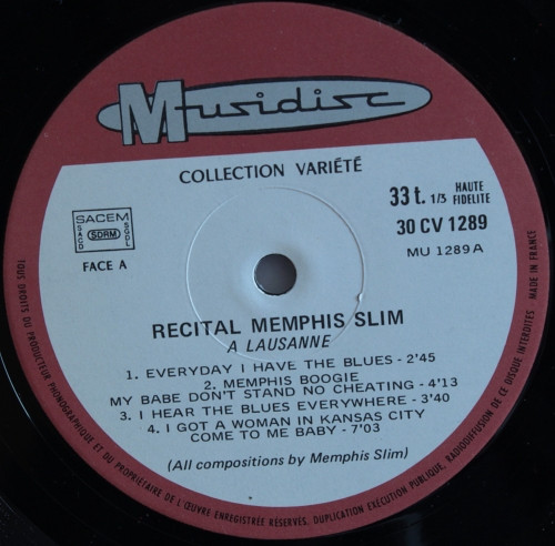 Memphis Slim - Recital Memphis Slim A Lausanne | Musidisc (30 CV 1289) - 3 Memphis Slim - Recital Memphis Slim A Lausanne | Musidisc (30 CV 1289) - 3