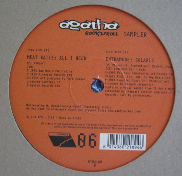 Meat Katie / Extramode - Agatha Rock 'N' Roll Sampler | Mantra Vibes (MTR2189) - 3