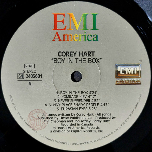 Corey Hart - Boy In The Box | EMI America (64 2403681) - 3 Corey Hart - Boy In The Box | EMI America (64 2403681) - 3