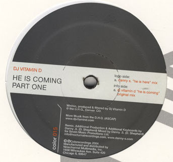 DJ Vitamin D - He Is Coming (Part One) | Colorecordings (COLOR 015) - main DJ Vitamin D - He Is Coming (Part One) | Colorecordings (COLOR 015) - main