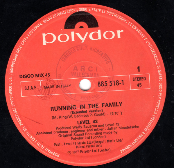 Level 42 - Running In The Family | Polydor (885 518-1) - 2