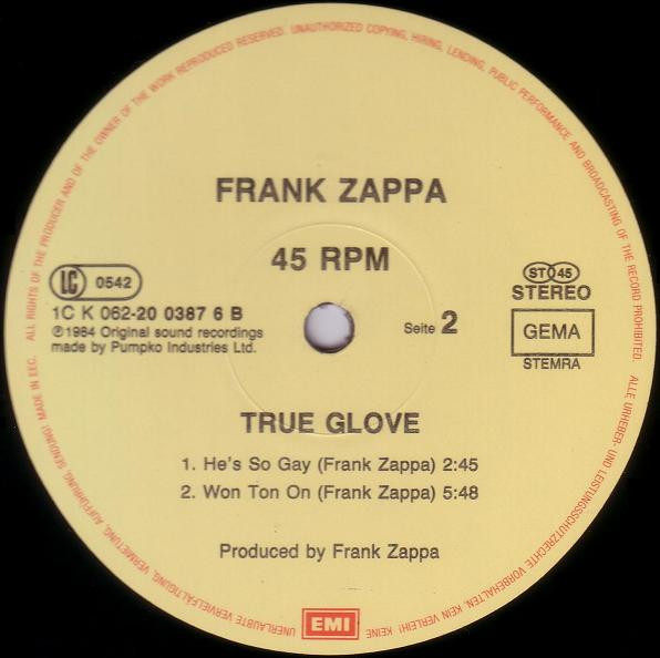 Frank Zappa - True Glove | EMI Electrola GmbH (1C K 062 20 0387 6) - 4 Frank Zappa - True Glove | EMI Electrola GmbH (1C K 062 20 0387 6) - 4
