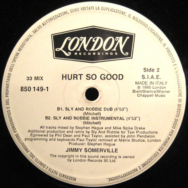 Jimmy Somerville - Hurt So Good | London Records (850 149-1) - 2 Jimmy Somerville - Hurt So Good | London Records (850 149-1) - 2