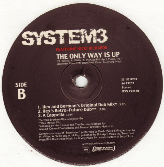 System3 Featuring Nicki Richards - The Only Way Is Up | Columbia (44 79257) - 3 System3 Featuring Nicki Richards - The Only Way Is Up | Columbia (44 79257) - 3